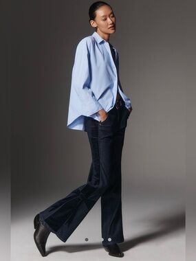 Maeve bow peep high rise flare jeans